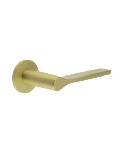 CR-105 Satin Brass Unsprung Round Rose Door Handle