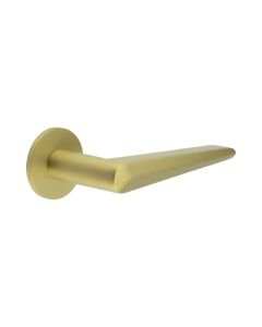 CR-107 Satin Brass Sprung Round Rose Door Handle