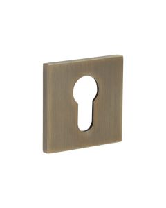 CR-T10 Antique Brass Euro Keyway Square Rose Escutcheon