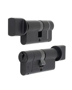 Matt Black 80mm 1* Star Euro Cylinder & Turn KTD | CYF71380MB