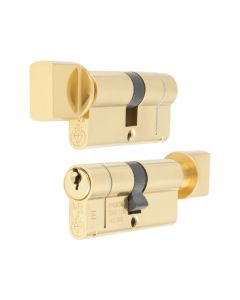 Polished Brass 80mm 1* Star Euro Cylinder & Turn KTD | CYF71380PB