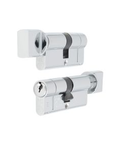 Polished Chrome 80mm 1* Star Euro Cylinder & Turn KTD | CYF71380PC