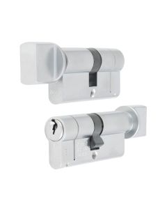 Satin Chrome 70mm 1* Star Euro Cylinder & Turn KTD | CYF71370SC