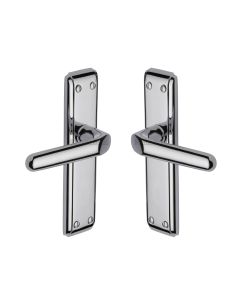 Heritage Brass Polished Chrome Deco Door Handle on Plate - Lever Latch