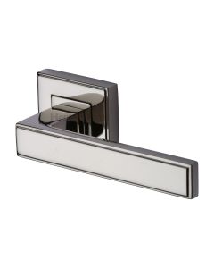 Polished Nickel Finish Linear Sq Door Handle on Square Rose