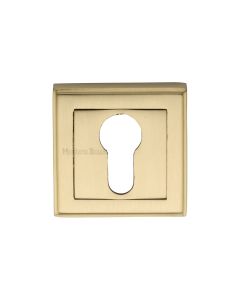 Satin Brass Euro Profile Cylinder Escutcheon Square - DEC7020