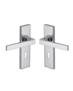 Heritage Brass Polished Chrome Delta Door Handle on Plate - Lever Lock