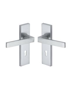 Heritage Brass Satin Chrome Delta Door Handle on Plate - Lever Lock