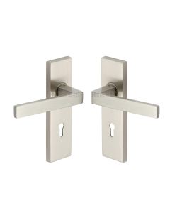 Heritage Brass Satin Nickel Delta Door Handle on Plate - Lever Lock