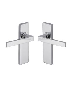 Heritage Brass Polished Chrome Delta Door Handle on Plate - Lever Latch