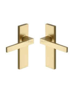 Heritage Brass Satin Brass Delta Door Handle on Plate - Lever Latch