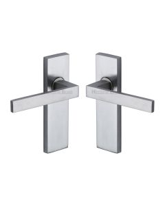 Heritage Brass Satin Chrome Delta Door Handle on Plate - Lever Latch