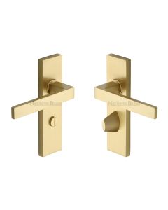 Heritage Brass Satin Brass Delta Door Handle on Plate - Bathroom Set