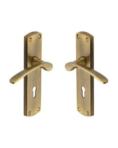 Heritage Brass Antique Brass Diplomat Door Handle on Plate - Lever Lock