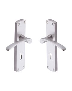Heritage Brass Satin Nickel Diplomat Door Handle on Plate - Lever Lock