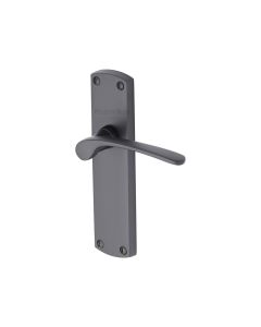 Heritage Brass Matt Black Diplomat Door Handle on Plate - Lever Latch