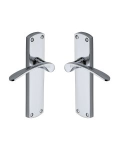 Heritage Brass Polished Chrome Diplomat Door Handle on Plate - Lever Latch