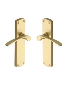 Heritage Brass Satin Brass Diplomat Door Handle on Plate - Lever Latch