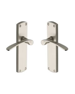 Heritage Brass Satin Nickel Diplomat Door Handle on Plate - Lever Latch