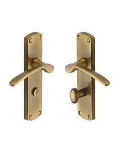 Heritage Brass Antique Brass Diplomat Door Handle on Plate - Bathroom Set