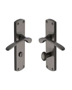 Heritage Brass Matt Bronze Diplomat Door Handle on Plate - Bathroom Set