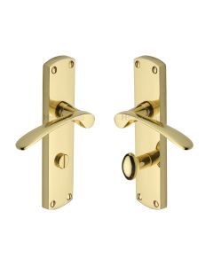 Heritage Brass Polished Brass Diplomat Door Handle on Plate - Bathroom Set