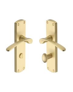 Heritage Brass Satin Brass Diplomat Door Handle on Plate - Bathroom Set