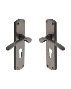 Heritage Brass Matt Bronze Diplomat Door Handle on Plate - Euro Profile