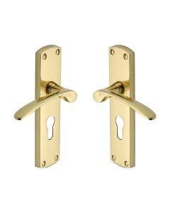 Heritage Brass Polished Brass Diplomat Door Handle on Plate - Euro Profile
