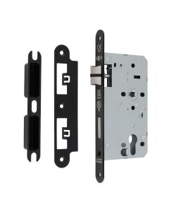 Matt Black 60mm DIN Euro Sashlock - Radius | DLX7260EPMB/R