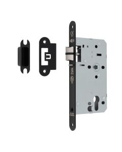 Matt Black 60mm DIN Euro Nightlatch - Radius | DLX7260NLMB/R