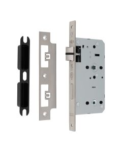 Satin Stainless Steel 55mm DIN Bathroom Lock - Square | DLX7855WCSSS