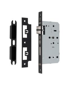 Matt Black 60mm DIN Bathroom Lock - Square | DLX7860WCMB