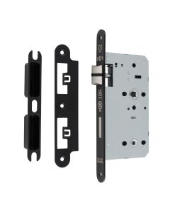 Matt Black 60mm DIN Bathroom Lock - Radius | DLX7860WCMB/R
