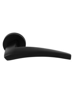 Set Manital Matt Black Dune Lever Furniture on round rose | DU5BLK