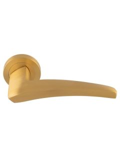 Set Manital Satin Brass Dune Lever Furniture on round rose | DU5SB