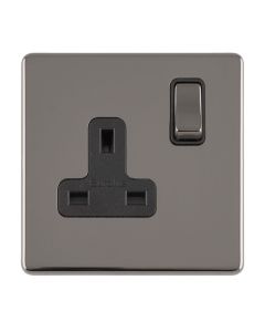 Eurolite Black Nickel 1 Gang 13A DP Switched Socket | ECBN1SOB