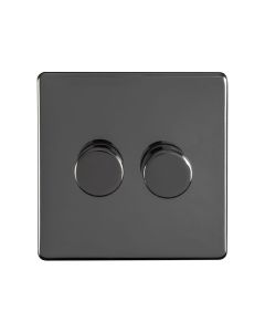 Eurolite Black Nickel LED 2 Way 2 Gang Dimmer Switch  | ECBN2DLED