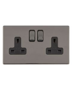 Eurolite Black Nickel 2 Gang 13A DP Switched Socket | ECBN2SOB