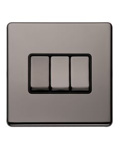Eurolite Black Nickel 10 Amp 2 Way 3 Gang Rocker Switch  | ECBN3SWB