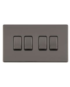Eurolite Black Nickel 10A 2 Way 4 Gang Switch  | ECBN4SWB