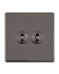 Eurolite Black Nickel 2 Gang 10Amp 2Way Toggle Switch  | ECBNT2SW