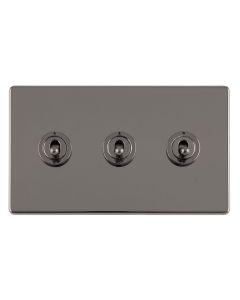 Eurolite Black Nickel 3 Gang 10Amp 2Way Toggle Switch | ECBNT3SW