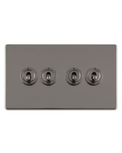 Eurolite Black Nickel 4 Gang 10Amp 2Way Toggle Switch  | ECBNT4SW