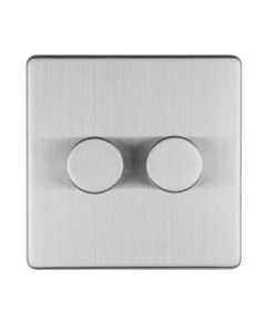 Eurolite Stainless Steel LED 2 Way 2 Gang Dimmer Switch  | ECSS2DLED