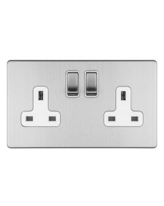 Eurolite Stainless Steel 2 Gang 13A DP Switched Socket | ECSS2SO