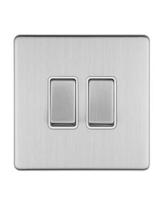 Eurolite Stainless Steel 10 Amp 2 Way 2 Gang Rocker Switch  | ECSS2SW