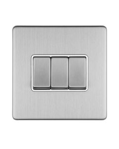 Eurolite Stainless Steel 10 Amp 2 Way 3 Gang Rocker Switch  | ECSS3SW