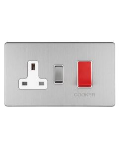 Eurolite Stainless Steel Plate 1 Gang 45A Cooker Switch with Socket | ECSS45ASWAS