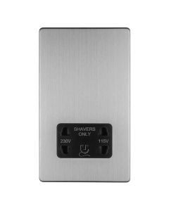Eurolite Stainless Steel Plate 2 Gang Shaver Socket  | ECSSSHS